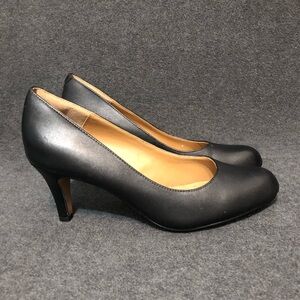 Clarks Collection Heels Womens 7 M Casual Pumps Comfort Black Leather Slip On
